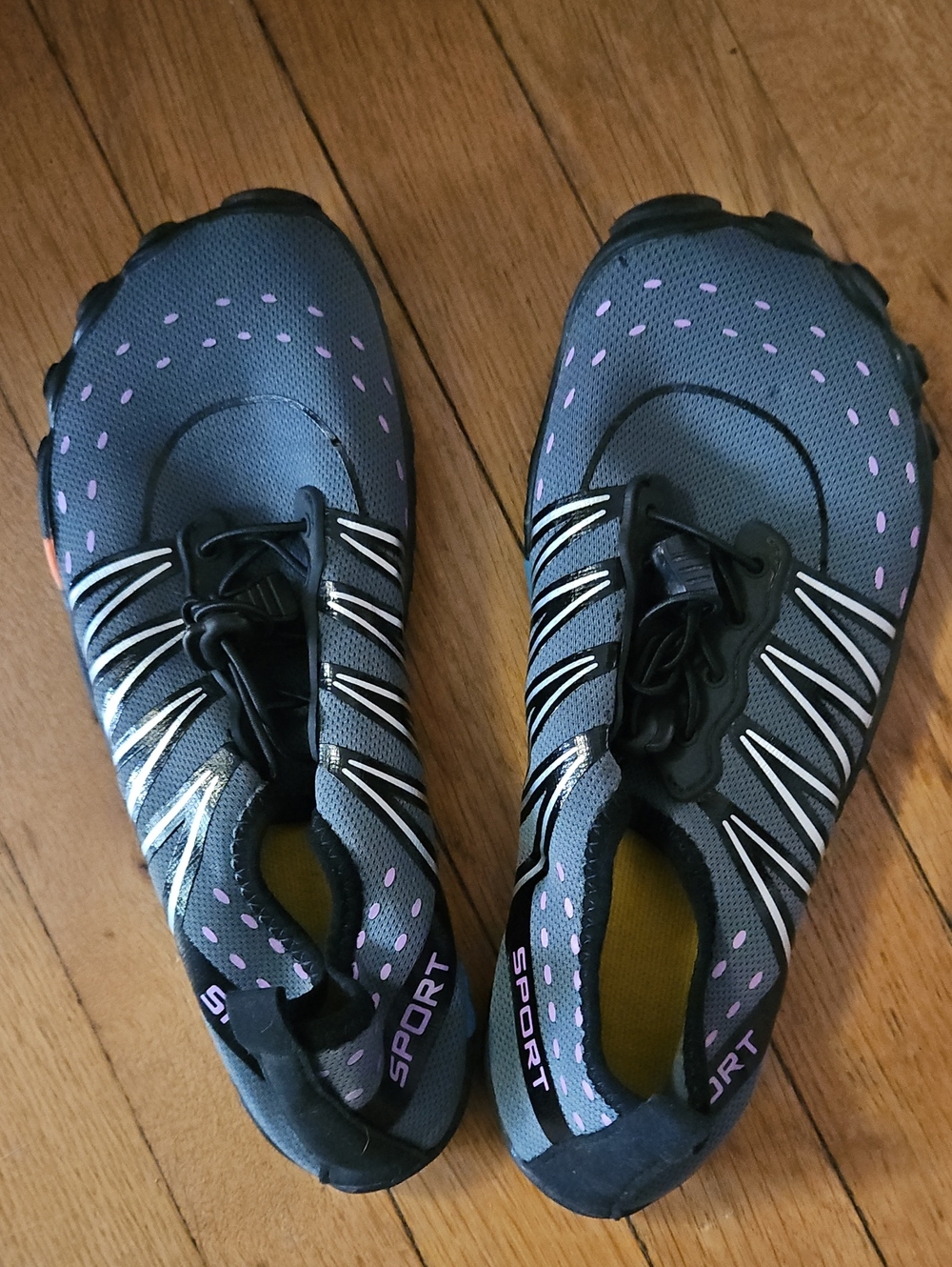 Sport Water Shoes in Gray with Pink Accents